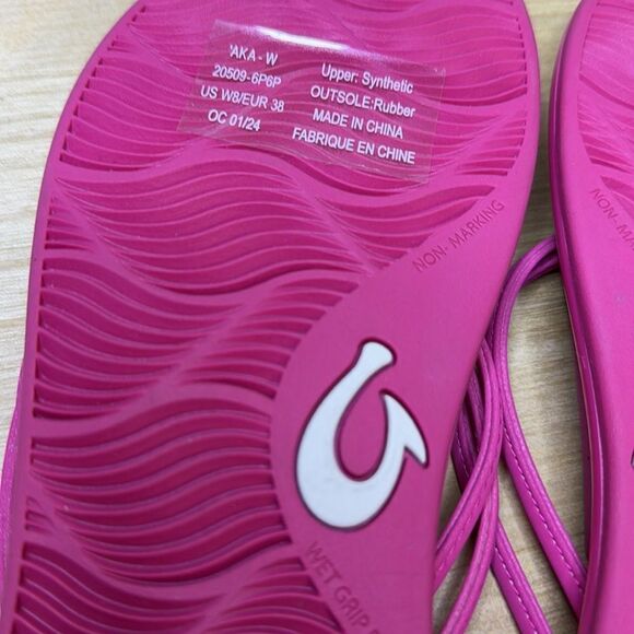 NWT- Olukai-Aka Sandals in Pink Plumeria (hot pink) - Womens size 8 - Picture 9 of 9